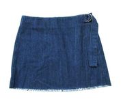 Madewell NWT  Denim Raw-Hem Mini Wrap Skirt in Smithe Wash Belted 10 $88