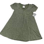 Velvet Torch Dress Womens Large Green Puff Short Sleeve V Neck Knit Mini Poly