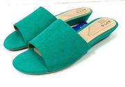 Apt. 9 Bellus Bright Green Faux Suede Wedge Mules Slide Sandals