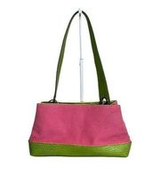 Tommy Hilfiger Handbag Women Small Pink Canvas Green Croc Purse Shoulder Bag
