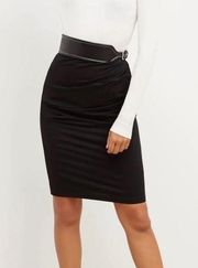 MM Lafleur Soho Stretch Ruched Classic Pencil Skirt Black NWT Size Small