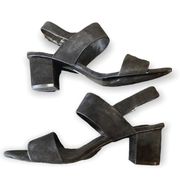 LAFAYETTE 148 NY Black Suede Heeled Sandals Ankle Strap Classic Chic Size 9