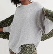 Aerie Waffle Knit Gray Slouchy Fit Oversized Cozy Soft Pullover Sweater