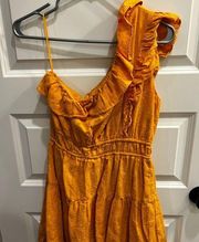 Sadie & Sage orange one shouldered dress