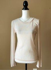 WILD HONEY | Unicorn Color Metallic Sparkle Sheer Mesh Long Sleeve Tee Sz M