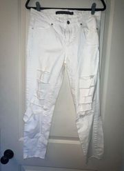 Women’s Tinseltown White Denim Distressed Skinny Jeans Size 7 Like New!