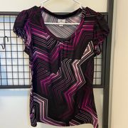 NWOT | Worthington black & purple patterned women’s blouse — small