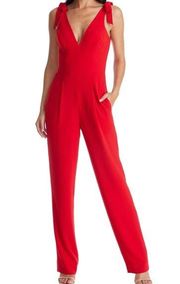 NWT Dress The Population Maira Sleeveless Shoulder Tie Jumpsuit in Rouge XXS