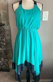 Green and Blue Sleeveless Summer Dress