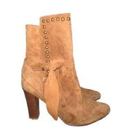 Ulla Johnson Aggie Brown Suede Studded Wrap Booties Size 9