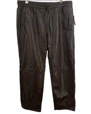 Anthropologie Brown Faux Leather Pant XL New