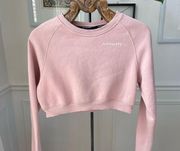 Alphalete Pink Cropped Crewneck Sweatshirt White Logo S