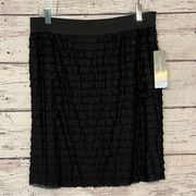 NY COLLECTION Black Skirt with Ruffles-Large