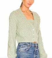 NWT Lovers and Friends Opal Cardigan Sweater Cropped Meadow Green L