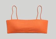 New Madewell Second Wave Ribbed Spaghetti-Strap Bandeau Bikini Top Size Small