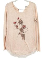 LC Lauren Conrad X Disney Womens Snow White Pullover Knit Blouse Size M Blush