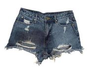 Articles of Society Womens Meredith Ripped High Rise Cutoff Denim Shorts Size 26