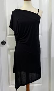 Lush Black Draped One Shoulder Dress Size Small Asymmetrical