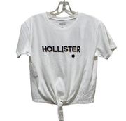 Hollister  Tie Front Crop Top Short Sleeve Tee Shirt White Size XS New With Tags