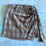 Plaid Tie Detail Wrap Skirt