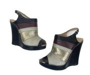 dries van noten black Gold Red Stripe wedge Sz 37