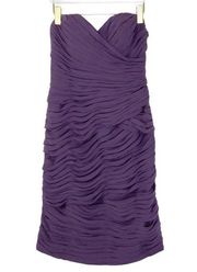 Bill Levkoff Purple Strapless  Sweetheart Neckline Ruffle Formal Dress Small