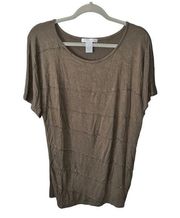 Olive Green Gray Sparkly Detail Top Women’s Size Large Design History Soft Shirt