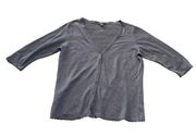 Tommy Bahama cardigan linen womens large gray button front 3/4 sleeves y2k