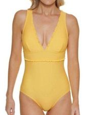 Tommy Hilfiger HONEY YELLOW Ruffled One-Piece Swimsuit US 16 NWT