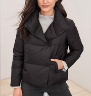 Garnet Hill Black Cropped Packable Down Jacket Puffer Small