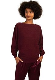 Trina Turk Halima 2 Marino Wool Sweater Amaranth Small Boatneck Dolman