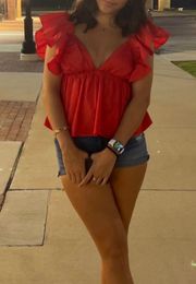 Red Ruffle Top