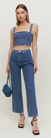 Reformation Sunny Denim jeans Two piece Set cascade size 10