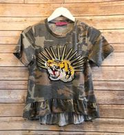 Melissa Masse Tiger Patch Camo Tee Size XS NWOT