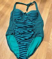 Merona women’s striped one piece swim suit size Xlarge .
