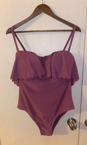 Kona Sol One Piece Ruffle Scalloped Flounce Swimsuit
 - size large