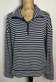 Vineyard Vines Size M Navy Stripe Dreamcloth Funnel Half Zip Pullover Sweater