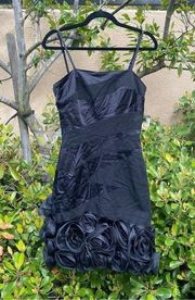 Alberto Makali Black Silk Strapless Sweetheart Neckline Puffy Dress. Size 8. EUC