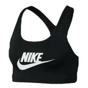 Nike  Pro Sport Bra Women's Medium Support Classic Swoosh Training Top Black Logo