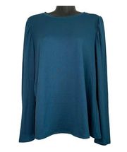 Lane Bryant 22/24 Crew Neck Ruched Side Puffed Long Sleeves T-Shirt Legion Blue