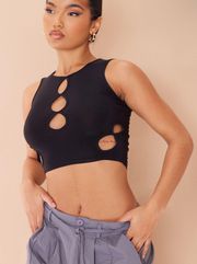 Black Slinky Multi Cut Out Crop