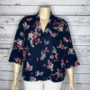 Maurice's  NWT Size 1 Floral Print Notch Collar Lightwight Linen Blend Jacket