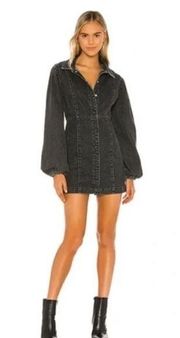 👜 Free People Mia Denim Mini Dress in Black Size: S