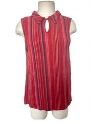 Monteau red sleeveless striped top