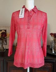 DAILY SPORT AGGIE WATERMELON MESH 3/4 SLEEVE POLO size Large