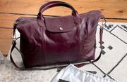 Iconic Leather Authentic Longchamp Le Pliage Cuir in Bordeaux