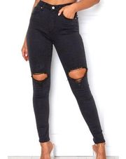 White Fox Boutique Black Distressed High Rise Skinny Jeans Women’s Medium