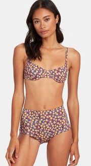 SOLID & STRIPED The Ginger Ditsy Floral Underwire Bikini Top & High Waist Bottom