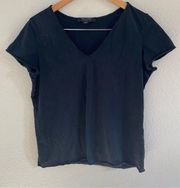 All Saints V Neck Raw Hem Top