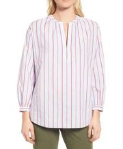 Nordstrom Signature Balloon Sleeve Stripe Blouse Shirt Top size Medium